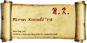Miron Kocsárd névjegykártya